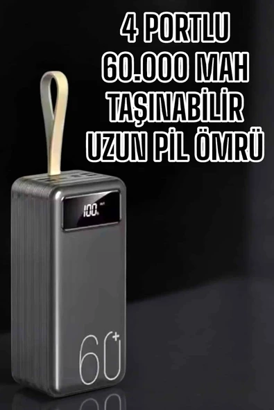 Powerbank 60.000 Mah Hızlı Şarj 4 Çıkışlı Uzun Şarj Süreli Dijital Göstergeli - Resim 2
