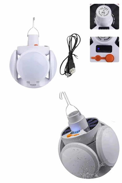 5 Kanatlı Bahçe Aydınlatma Led Askılı Solar Güneş Enerji Usb Sarjlı - Resim 3