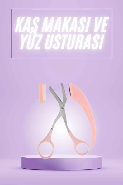 Taraklı Kaş Makası ve Ustura Seti Kaş Düzeltme Makası Kaş Bıyık Alma Aleti ürün görseli 1