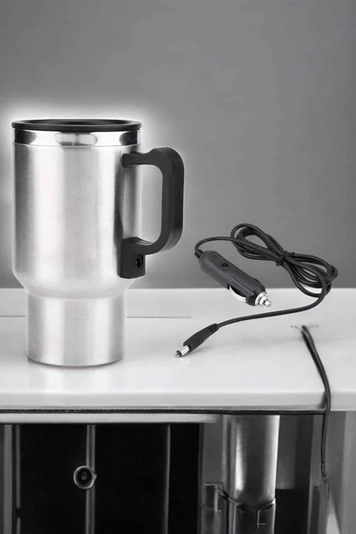 Kettle Kapaklı Araç İçi Termos Tüm Arabalara Uyumlu Çakmaklık Girişli Su Isıtıcı Bardak - Resim 2