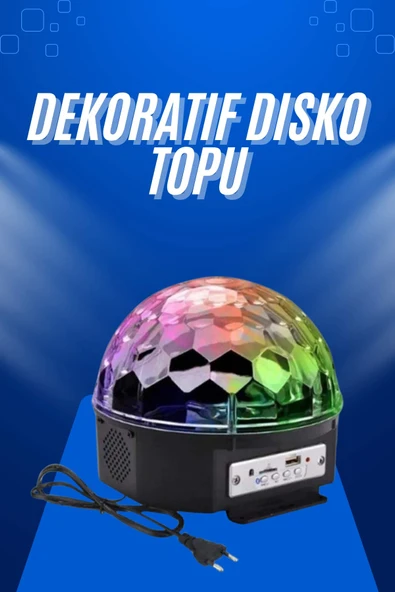 Küre Disko Topu Müzik Çalar Renkli Lazer Işıklı Bluetooth Disko Parti Işığı Kumandalı ürün görseli 1