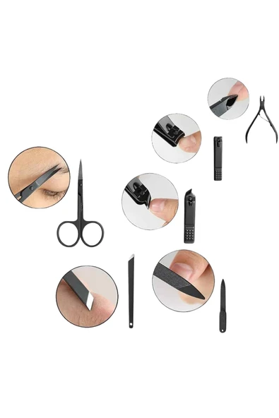 17 Parça Manikür Seti El ve Ayak Bakımı Törpü Cımbız Tırnak Temizleme - Resim 4
