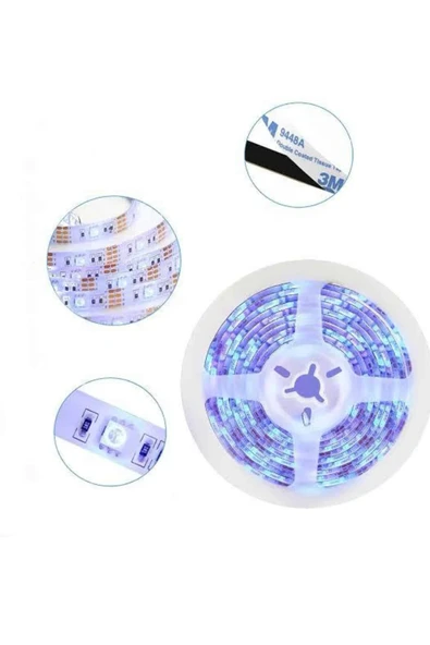 RGB Şerit Led 10 Metre Led Işık Kumanda ile Kontrol RGB - Resim 4