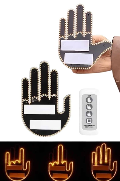Kumandalı El Led Araba İçi 4 Farklı Mod El Orta Parmak Led - Resim 2