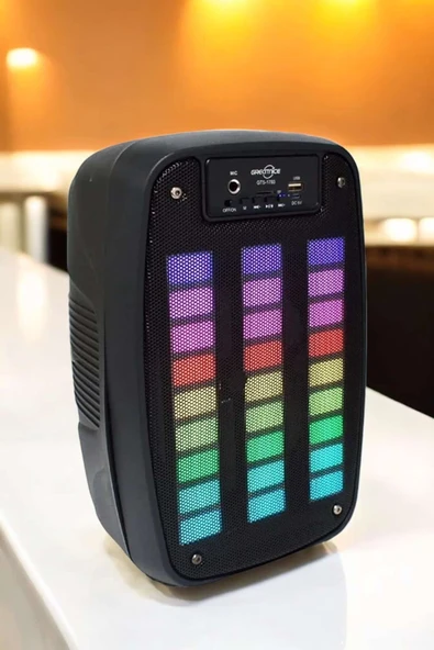 Kablosuz Bluetooth Hoparlör Taşınabilir 6.5 inç LED Işık Kareoke - Resim 4