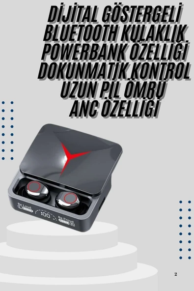 Kablosuz Bluetooth Kulaklık Powerbank Özellikli Göstergeli Hd Mikrofon - Resim 2