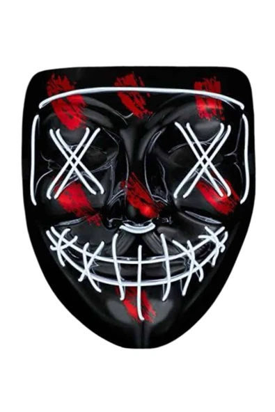 Hallowen Parti Maskesi Neon Led Işıklı Maske 3 Modlu Cadılar Bayramı Maskesi - Resim 2