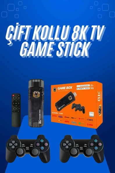 Game Stick Çift Oyun Konsolu Smart TV Game Box 8k Ultra HD 64 Gb ürün görseli 1