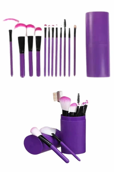 12 Parça Makyaj Fırçası Yumuşak Kıllı Profesyonel Fırça Seti Yüksek Kaliteli Pürüzsüz - Resim 4