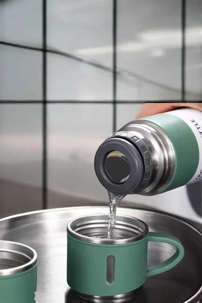 Paslanmaz Çelik 3’lü Termos Seti Vakumlu ve 8 Saat Isı Koruma - Resim 4