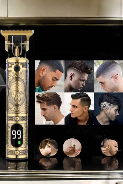 Tıraş Makinesi Şarjlı Profesyonel Saç Kesme Makinesi Gold Çizik Tıraş ürün görseli 1