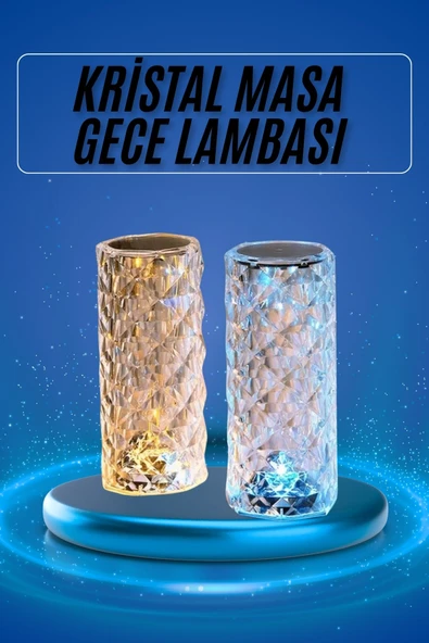 Yeni Nesil Modern Kristal Masa ve Gece Lambası Dokunmatik Renk Değiştirebilen ürün görseli 1
