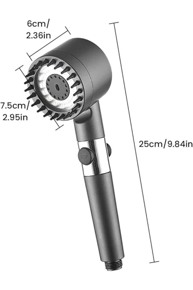 Duş Başlığı Profesyonel Masaj Başlıklı 3 Modlu Yeni Nesil Masaj Uçlu Su Tasarruflu - Resim 5