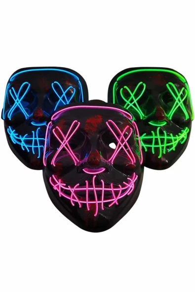 Işıklı Led Maske Parti Eğlence Maskesi Hallowen Neon Maske - Resim 3