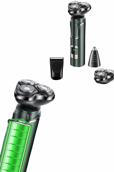 Tıraş Makinesi Profesyonel 3in1 Dijital Göstergeli 3 Başlıklı Erkek Bakım - Resim 4