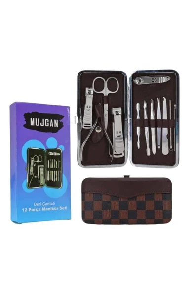 12 Parça Manikür Pedikür Seti Özel Deri Çanta El Ayak Bakımı Akne ve Sivilce Temizleme - Resim 4