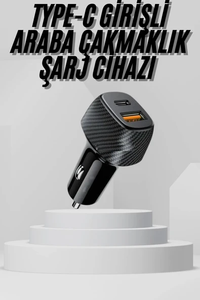 Araç İçi Şarj Cihazı 38W Güç Kapasiteli Type-C Girişli Araba Çakmaklık ürün görseli 1