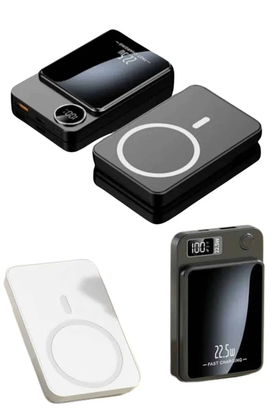 Taşınabilir Şarj Magsafe Powerbank 10.000 mAh Hızlı Şarj Led Göstergeli Kablosuz - Resim 3