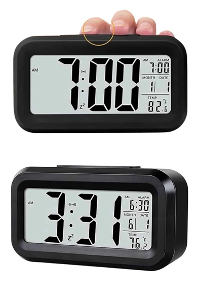 Gece Dijital Masa Saati Dijital Alarmlı Led Ekran Pilli Çalar Saat - Resim 3