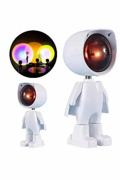 Gün Batımı Projektör Lamba Astronot Görünümlü Dekoratif Masa Lambası - Resim 2