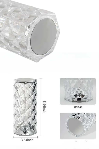 Yeni Nesil Modern Kristal Masa ve Gece Lambası Dokunmatik Renk Değiştirebilen - Resim 2