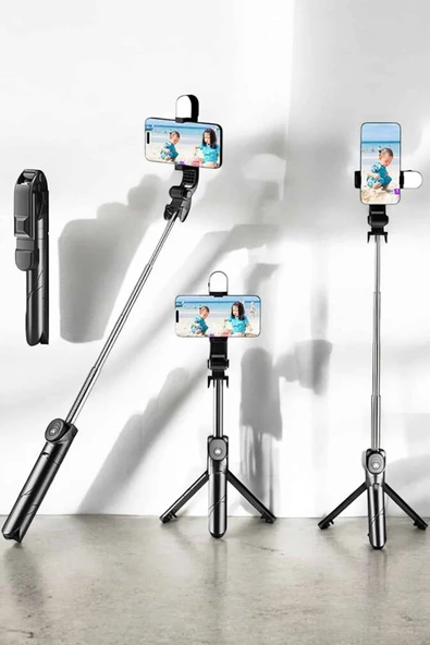 Tripod Kablosuz Bluetooth Bağlantılı Selfie Çubuğu 360 Derece Dönebilen - Resim 2