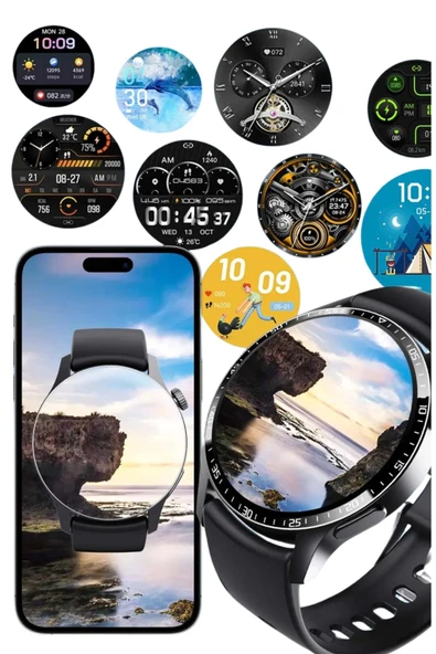 Amoled Ekran Metal Deri Silikon Kordonlu Uyku ve Sağlık Takibi - Resim 3