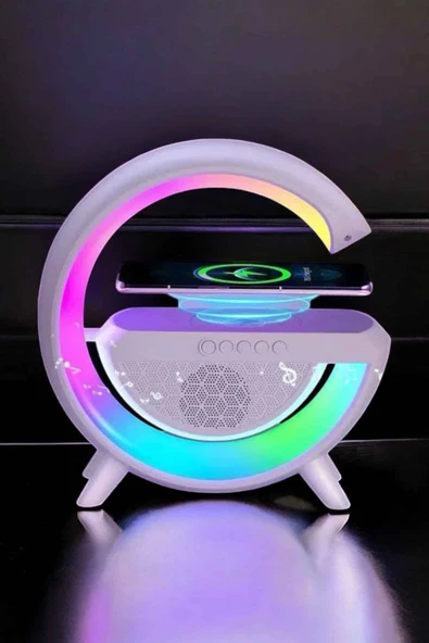 Bluetooth Hoparlör Dijital Göstergeli Wireless Şarj RGB Işıklı - Resim 2