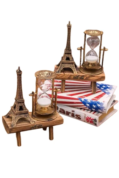 Masa Biblosu Dekoratif Süs Kum Saati Eyfel Kulesi Hediyelik Kum Saati - Resim 5
