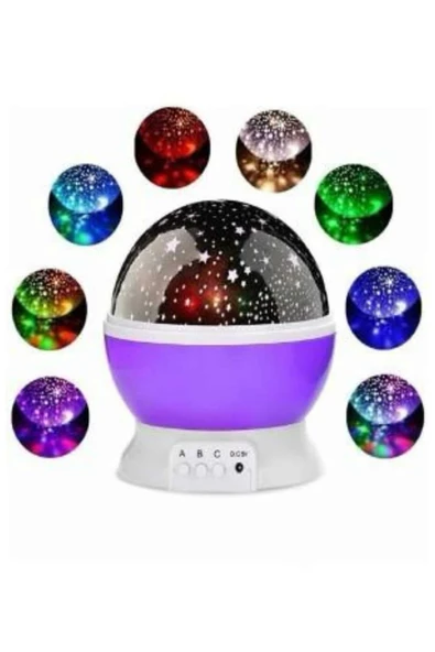 Yıldız Görünümlü Gece Lambası Renkli Masa Lambası Gökyüzü Projeksiyon - Resim 3