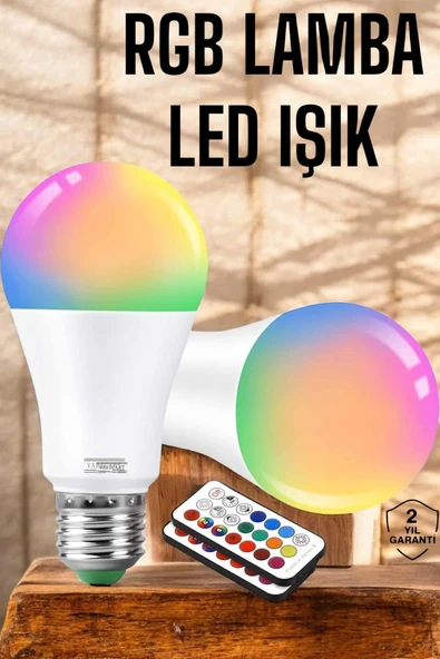 RGB Led Lamba Led Işık Ampul Renk Değiştirebilen 100 Watt ürün görseli 1
