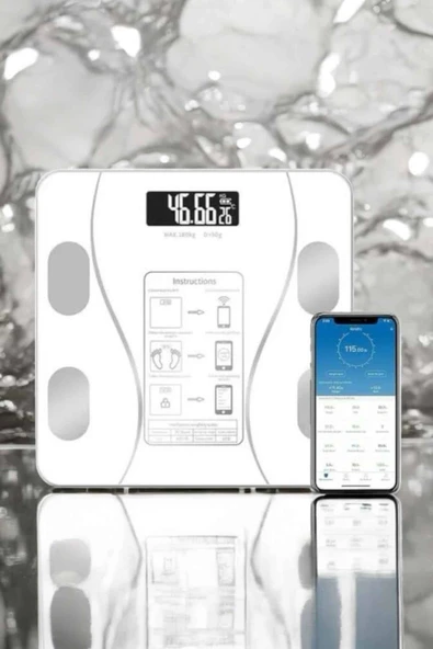 Akıllı Tartı Bluetooth Bağlantılı Yağ Ölçebilen Tartı Yeni Nesil - Resim 3