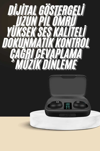 Kablosuz Dijital Göstergeli Çağrı Cevaplayabilen TWS 5.0 Bluetooth Kulaklık - Resim 2
