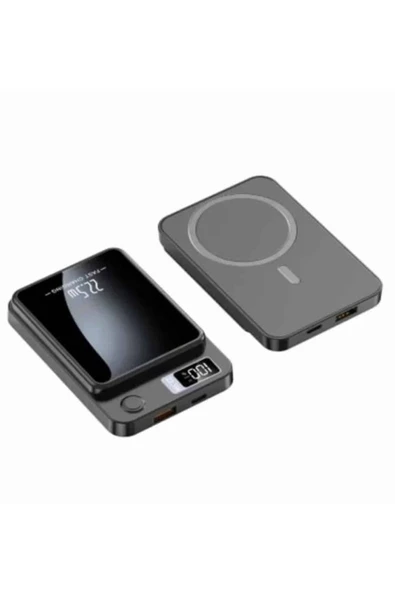 Magsafe Powerbank 10.000 mAh 22.5 Watt Hızlı Şarj Göstergeli Kablosuz Taşınabilir Şarj - Resim 3