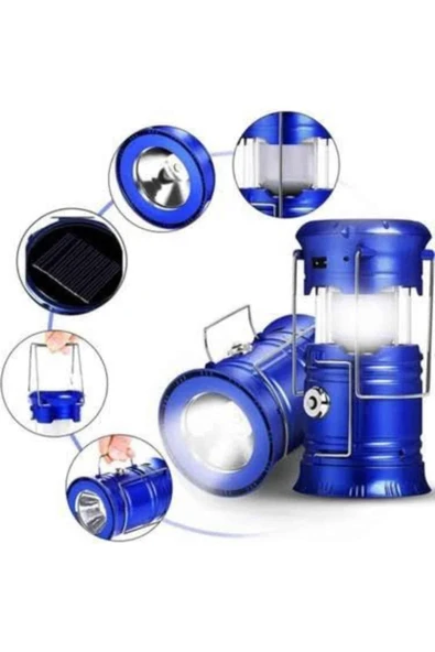 Kamp Lambası Solar Şarjlı Kızaklı Kamp Feneri Led Lamba Işıldak - Resim 2