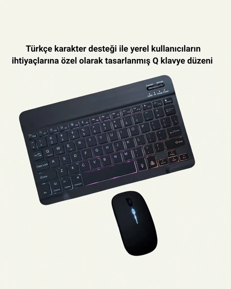 Türkçe Q Klavye Düzenli RGB Kablosuz Klavye Mouse Set - Resim 2