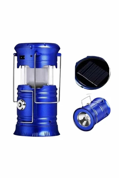 Büyük Boy Güneş Enerjili Kamp Feneri Işıldak Lamba USB Şarjlı - Resim 3