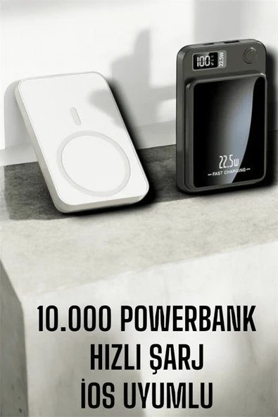 22.5W Magsafe Kablosuz Şarjlı Powerbank Dijital Ekran ve Hızlı Şarj - Resim 3