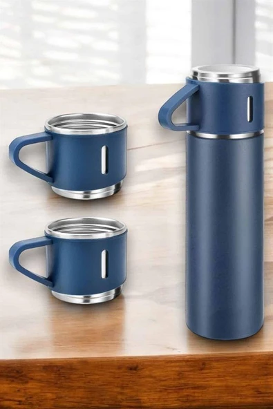 Paslanmaz Çelik 3’lü Termos Seti Vakumlu ve 8 Saat Isı Koruma - Resim 3