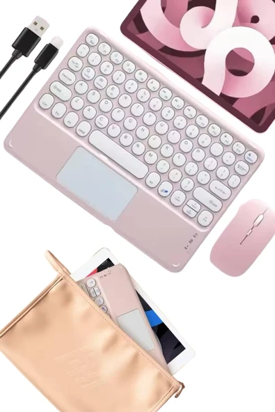 Bluetooth Touchpad Klavye Ultra İnce Taşınabilir Q Klavye - Resim 4