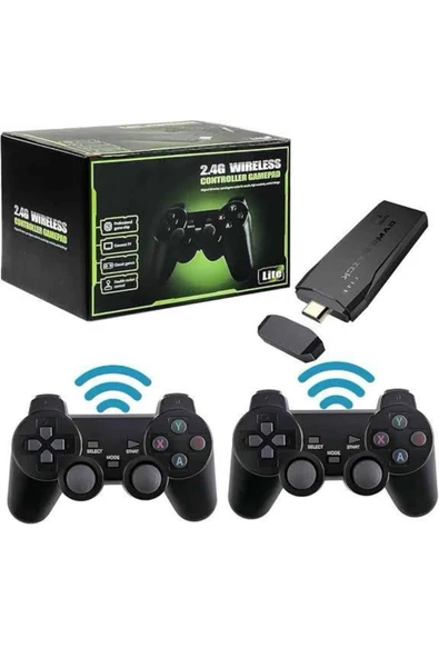 2 Kollu Kablosuz 2.4G Retro Oyunlar 4k Game Stick 3500 Oyun Atari - Resim 2