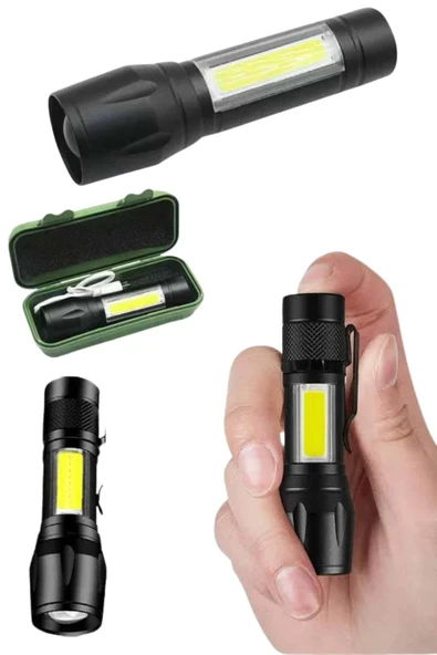 Uzun Menzilli Şarjlı El Feneri Uzun Ömürlü Led Işık Lamba - Resim 3