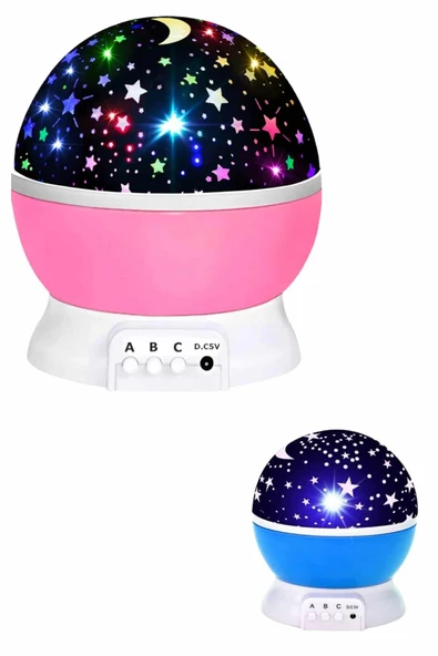 Renkli Yıldızlı Gökyüzü Projeksiyon Gece Lambası Pilli ve USB Kablolu - Resim 5