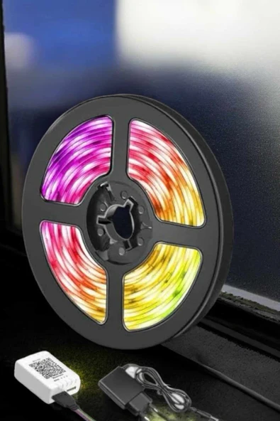 5 Metre Şerit Led RGB Işıklı Kumandalı Güç Adaptörü Her Ortama Uygun - Resim 3