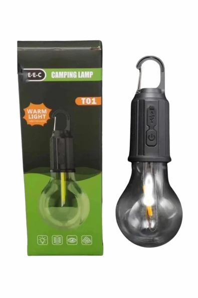 Şarjlı Dekoratif Kamp Lambası Askılı Ampul Led Işık Type-C Girişli - Resim 4