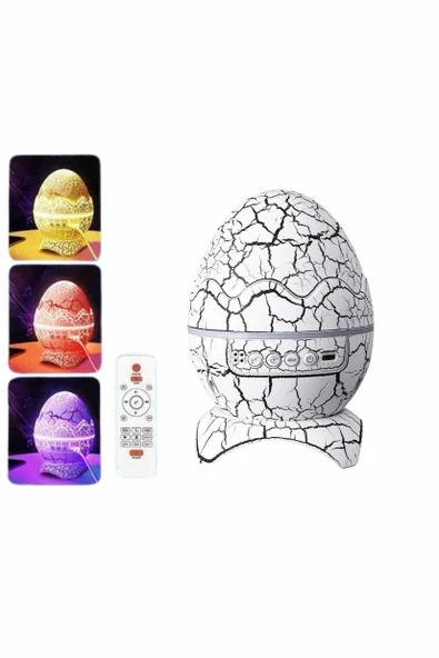 Dinozor Yumurtası Gece Masa Lambası Bluetooth Hoparlör 14 Renk Seçeneği - Resim 4