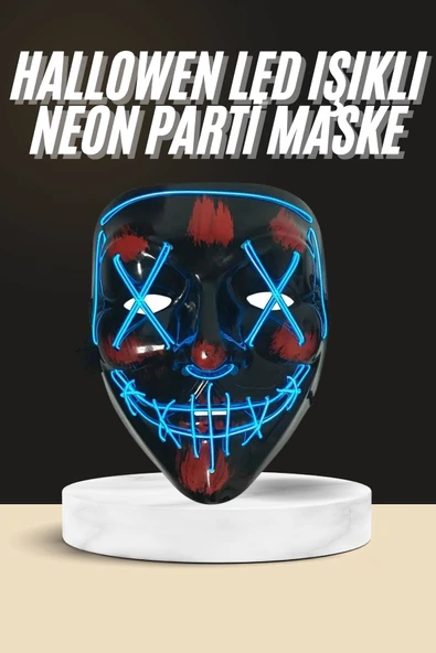 Işıklı Led Maske Parti Eğlence Maskesi Hallowen Neon Maske ürün görseli 1