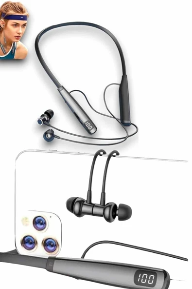 Bluetooth Kulaklık Şarj Göstergeli 100 Saat Şarj Kapasiteli Sporcu Kulaklık - Resim 4