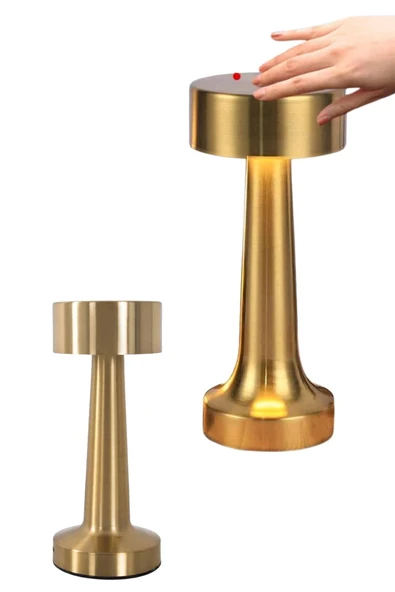 Altın Rengi Masa ve Gece Lambası Dokunmatik Şarjlı Masa Lambası - Resim 2