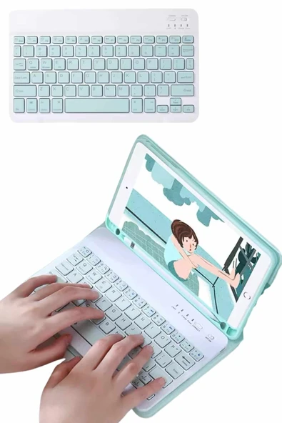 Uyumlu Kablosuz Bluetooth Şarj Edilebilir Mini Q Klavye - Resim 2